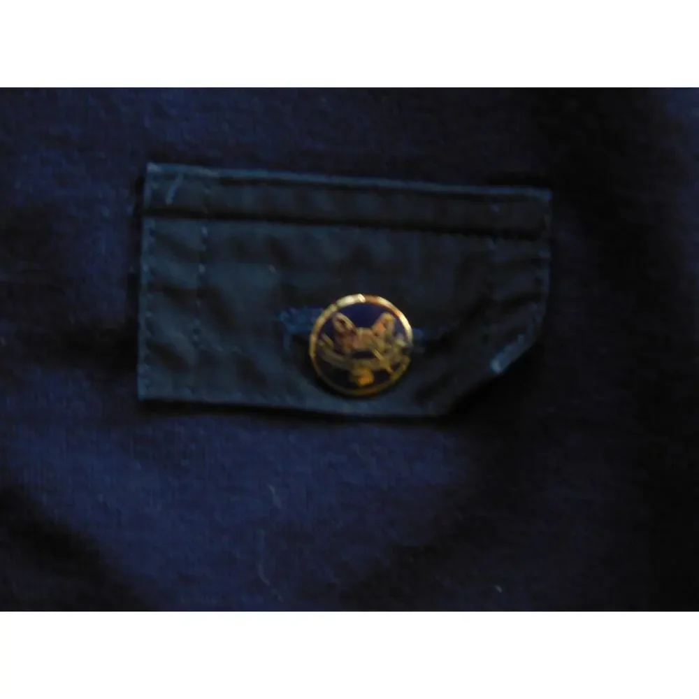 Woods & Irons Sweater Mens Large Navy Wool Elbow Patches Made in Italy Golf